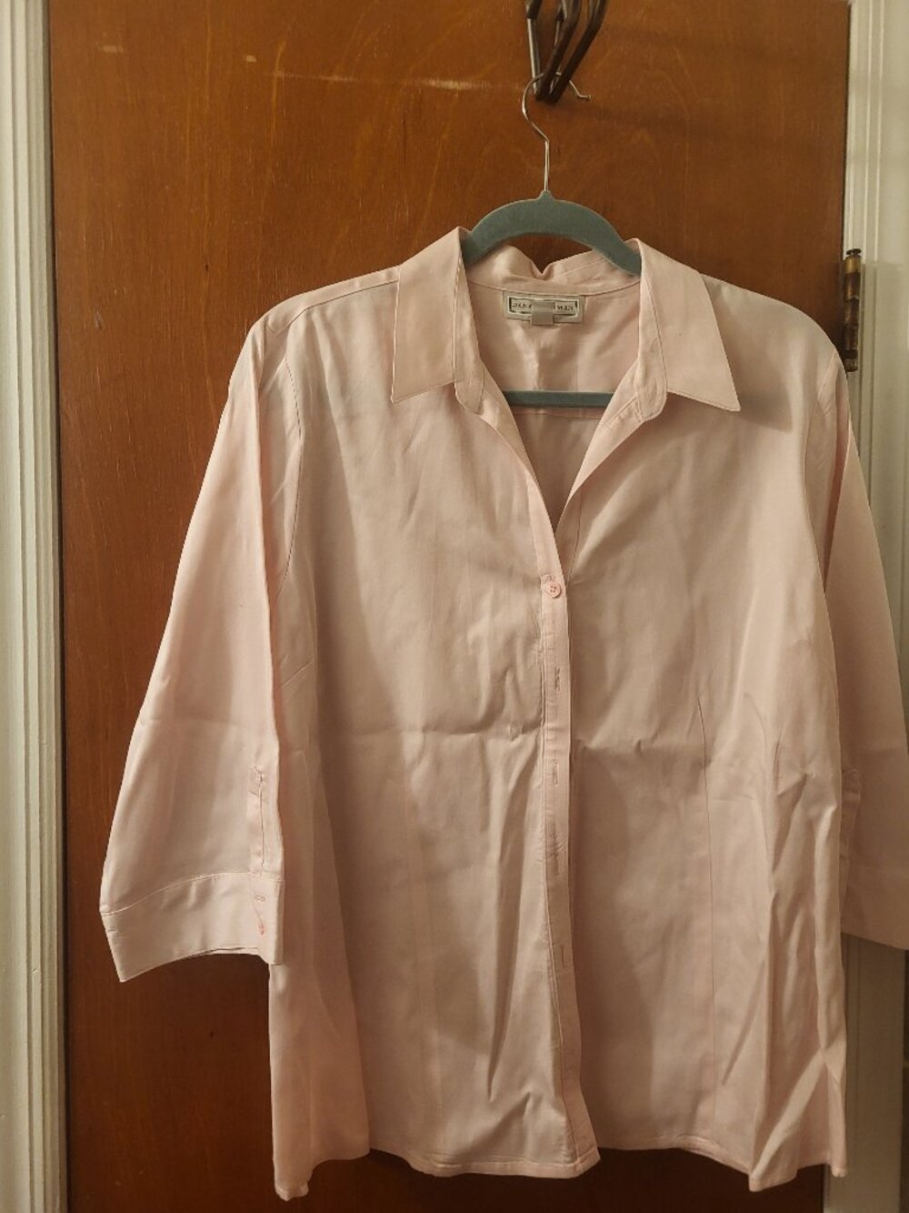 Dana Buchman Pale Pink 3/4 Sleeve Button Down Blouse (XL)